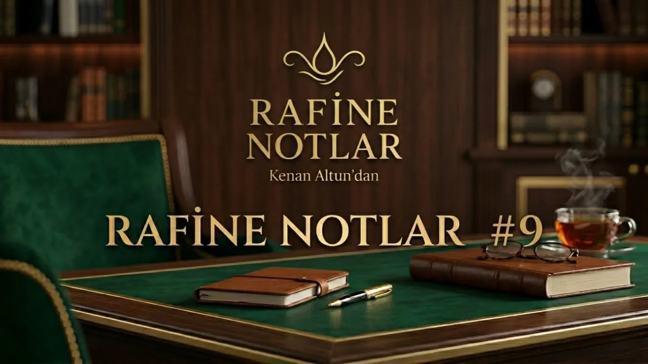 Rafine Notlar, Kenan Altun'dan: yeşil deri masada defter, dolma kalem ve çay